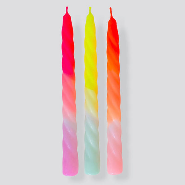Twisted Neon Hand Dipped Candles- Fruit Salad