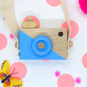 Wooden Toy Camera Blue/Wood