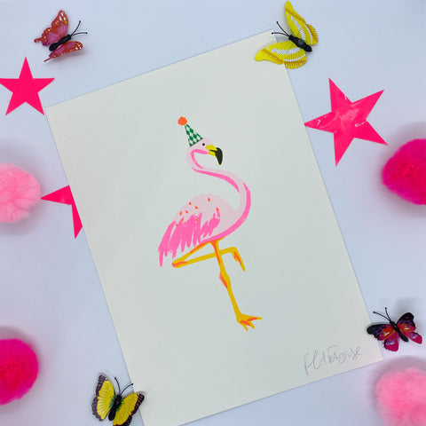Pink Flamingo Print A4