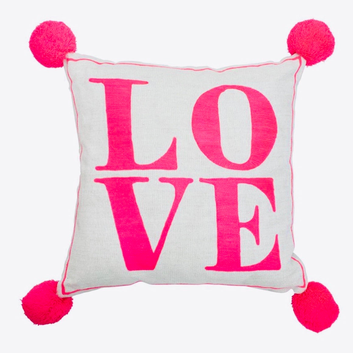 LOVE Cushion Neon Coral and Linen