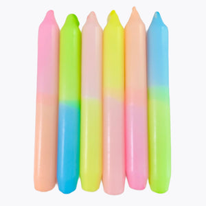 Pastel Neon Candles - Set of Six