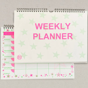 Weekly Planner- Neon Pink & Mint stars
